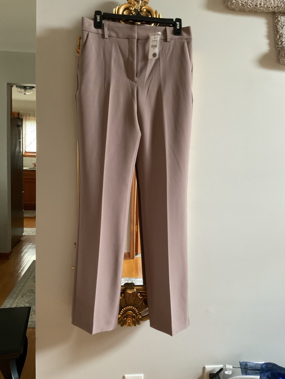 Express Women's Boot Mid Rise Straight-Leg Dress Pants Beige sz 6R